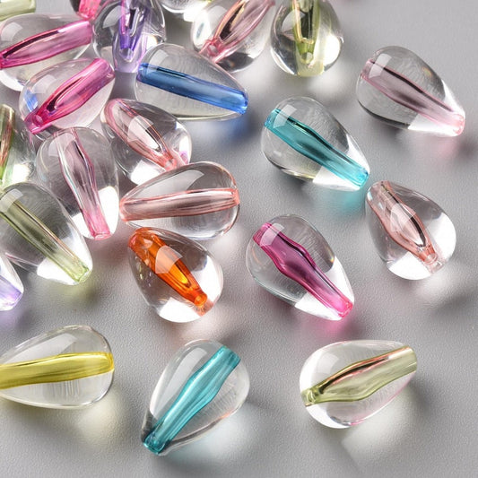 Teardrop acrylic beads, 14mm mixed colour