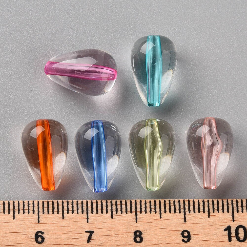 Teardrop acrylic beads, 14mm mixed colour