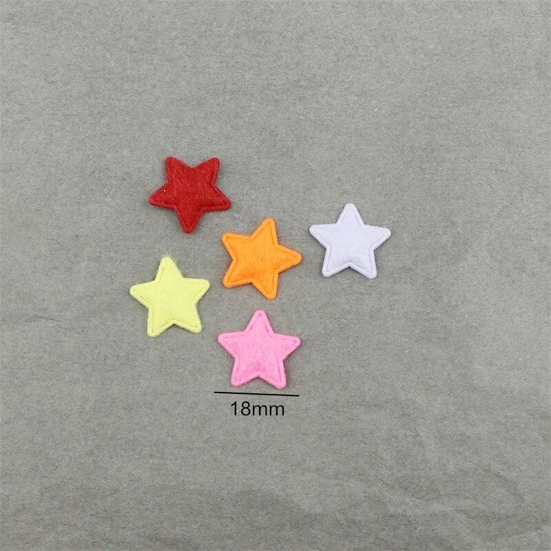 Star fabric felt appliqués, black padded fabric 18mm