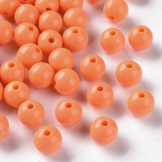 10mm orange opaque beads, acrylic 10mm