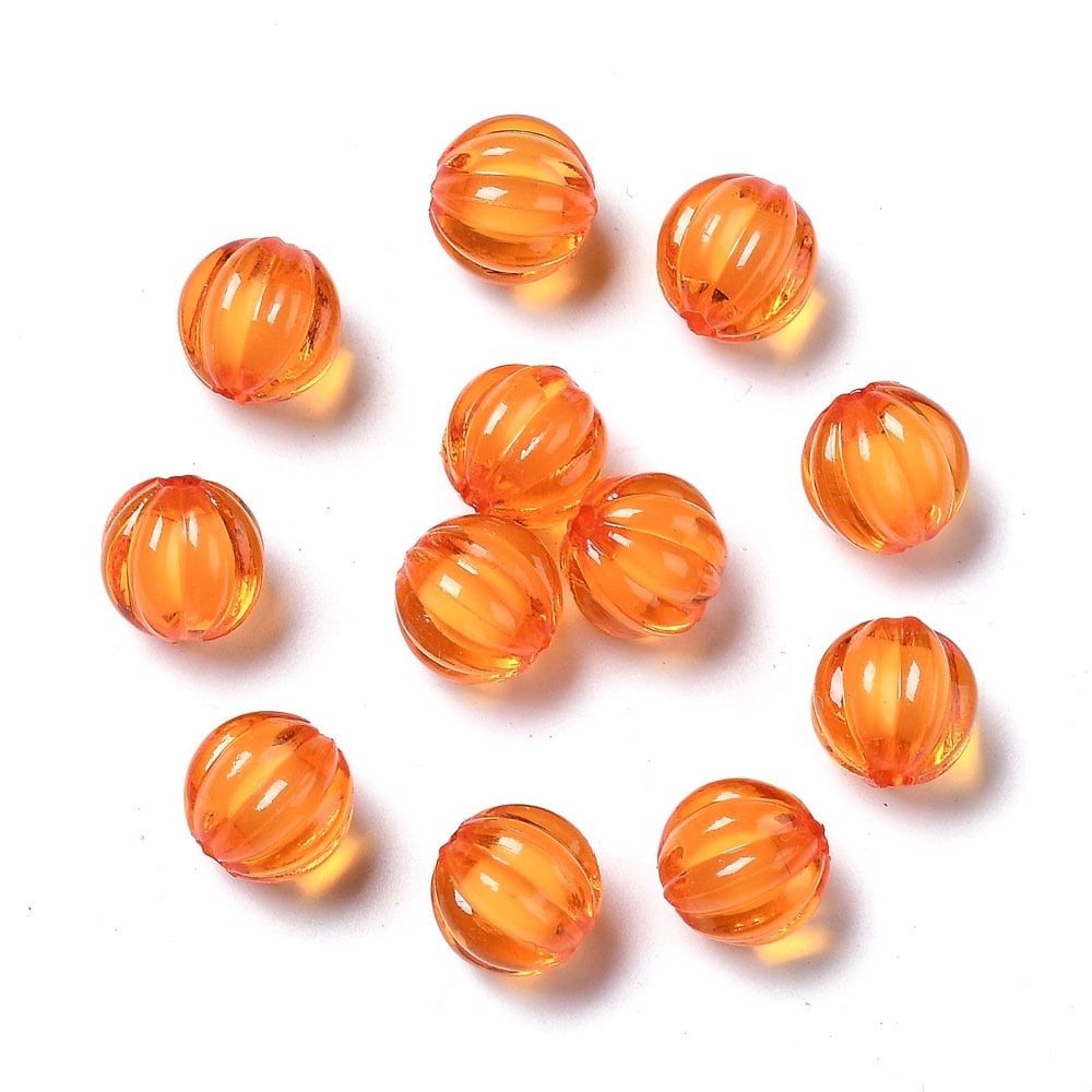 orange transparent pumpkin beads, 10mm acrylic