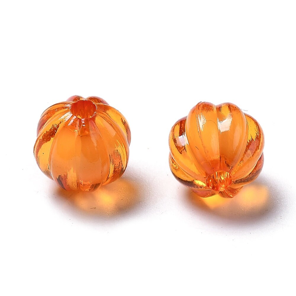 orange transparent pumpkin beads, 10mm acrylic