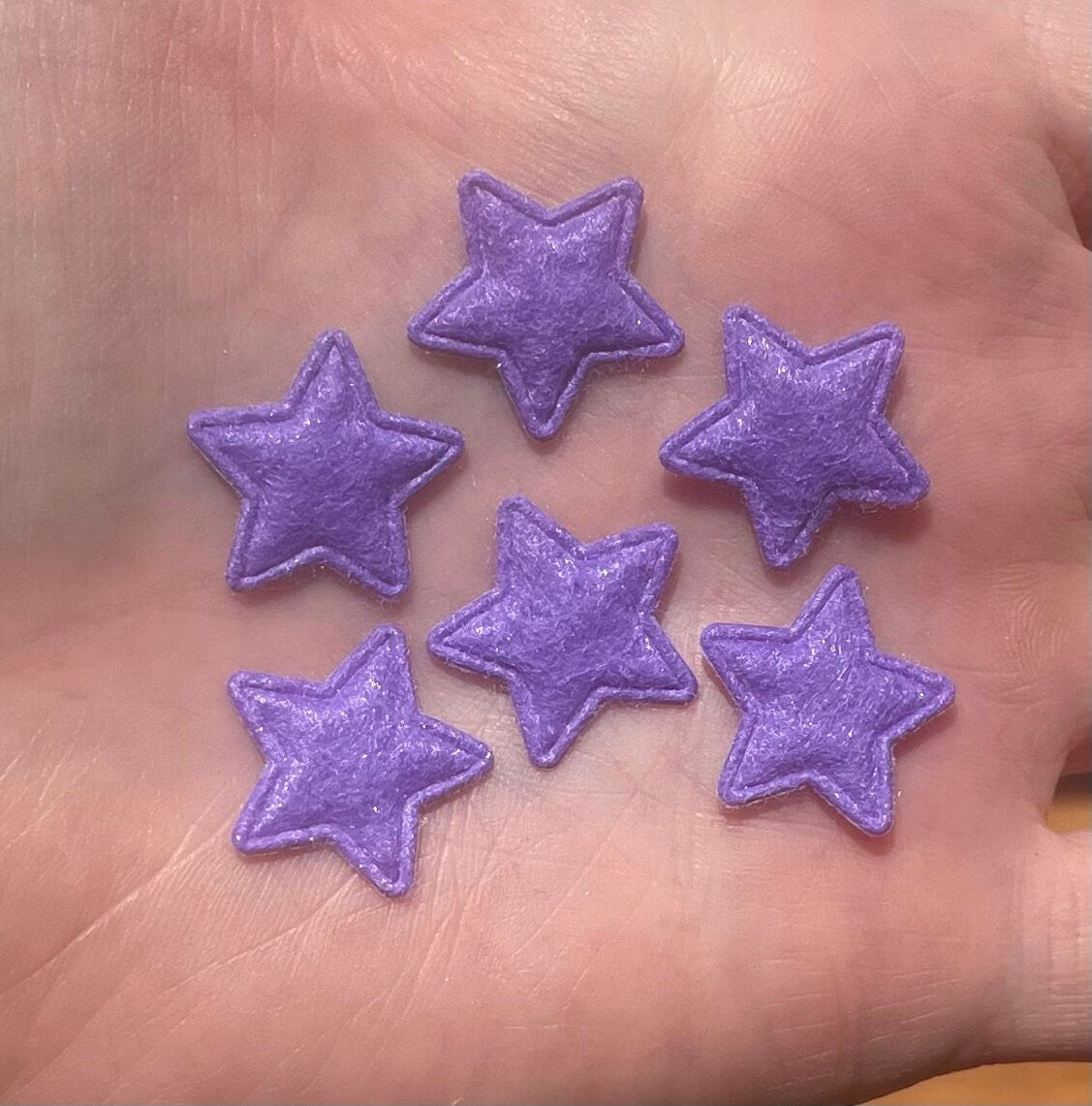 Star fabric felt appliqués, purple padded fabric 18mm