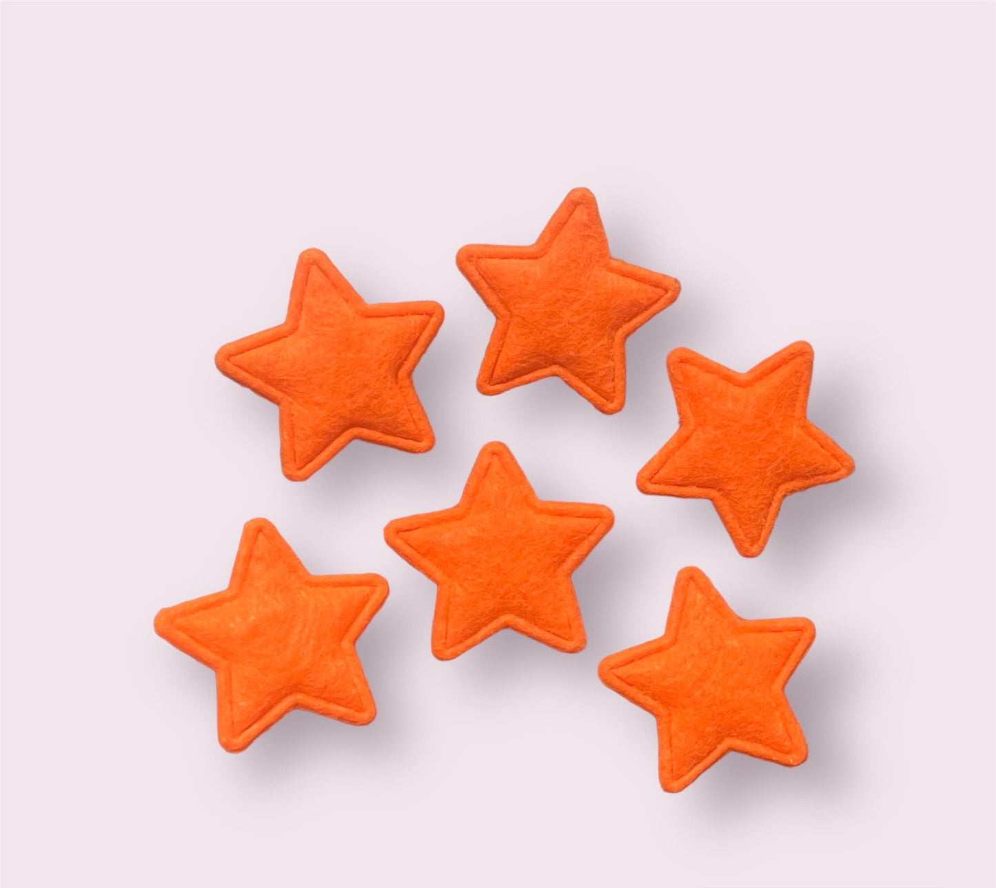 Star fabric felt appliqués, orange padded fabric 18mm