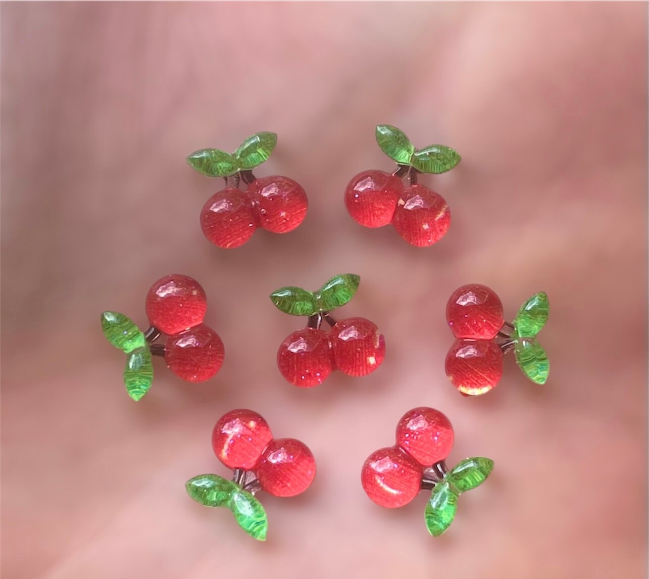 Cherry resin embellishments, 11mm