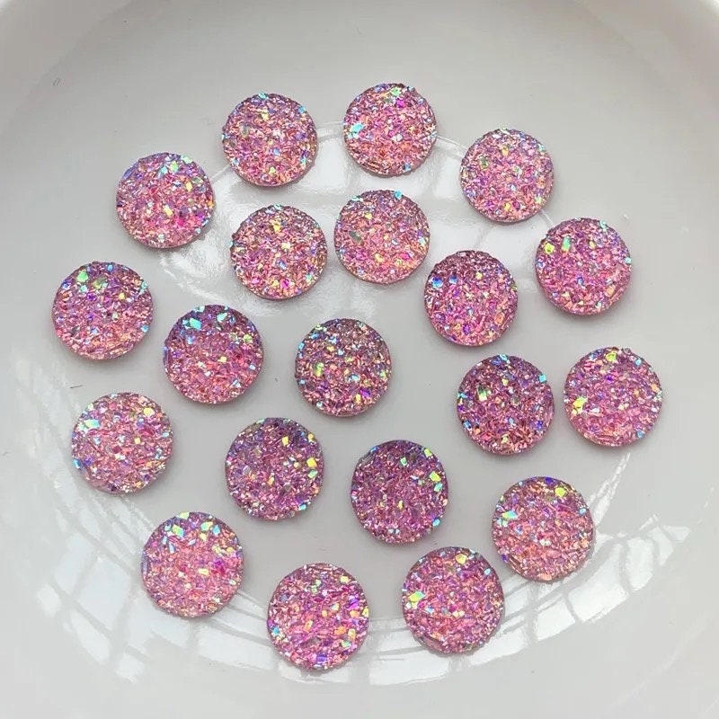 Round resin pink cabochon, 10mm