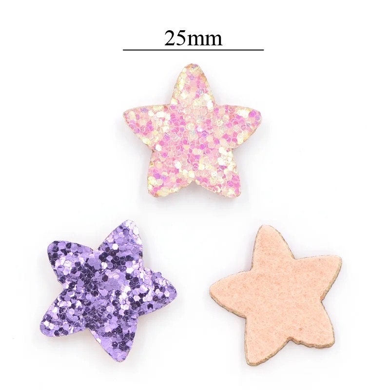 Star purple felt fabric glitter appliqués, fabric 25mm