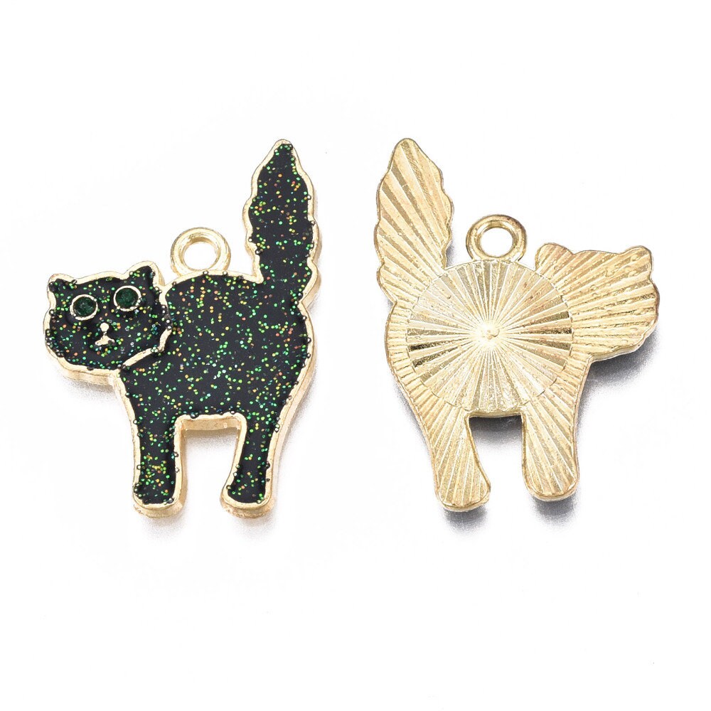 Black cat enamel charms, 27mm