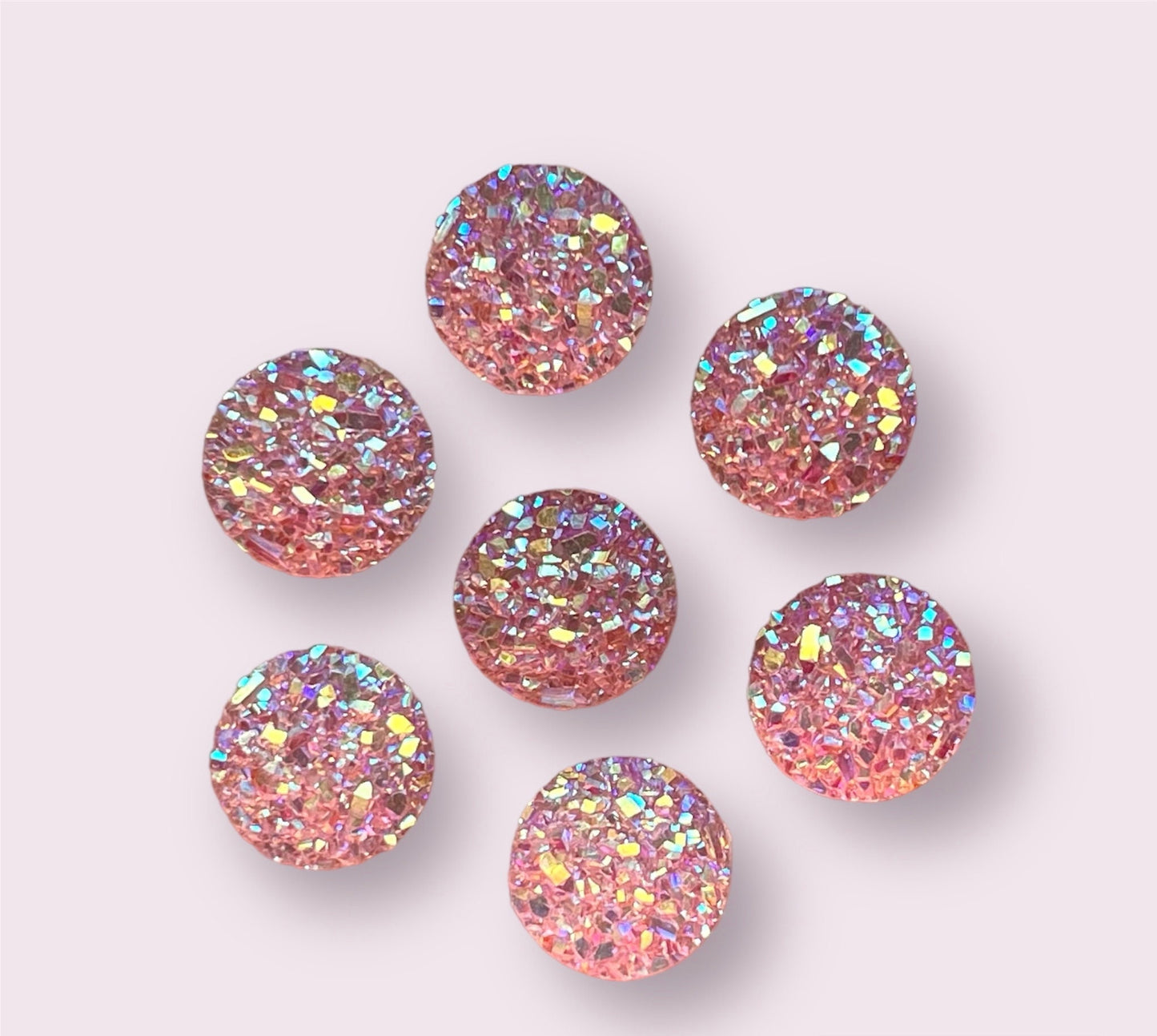 Round resin pink cabochon, 10mm