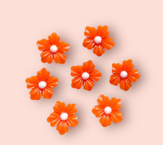 Orange flower cabochon, 12mm