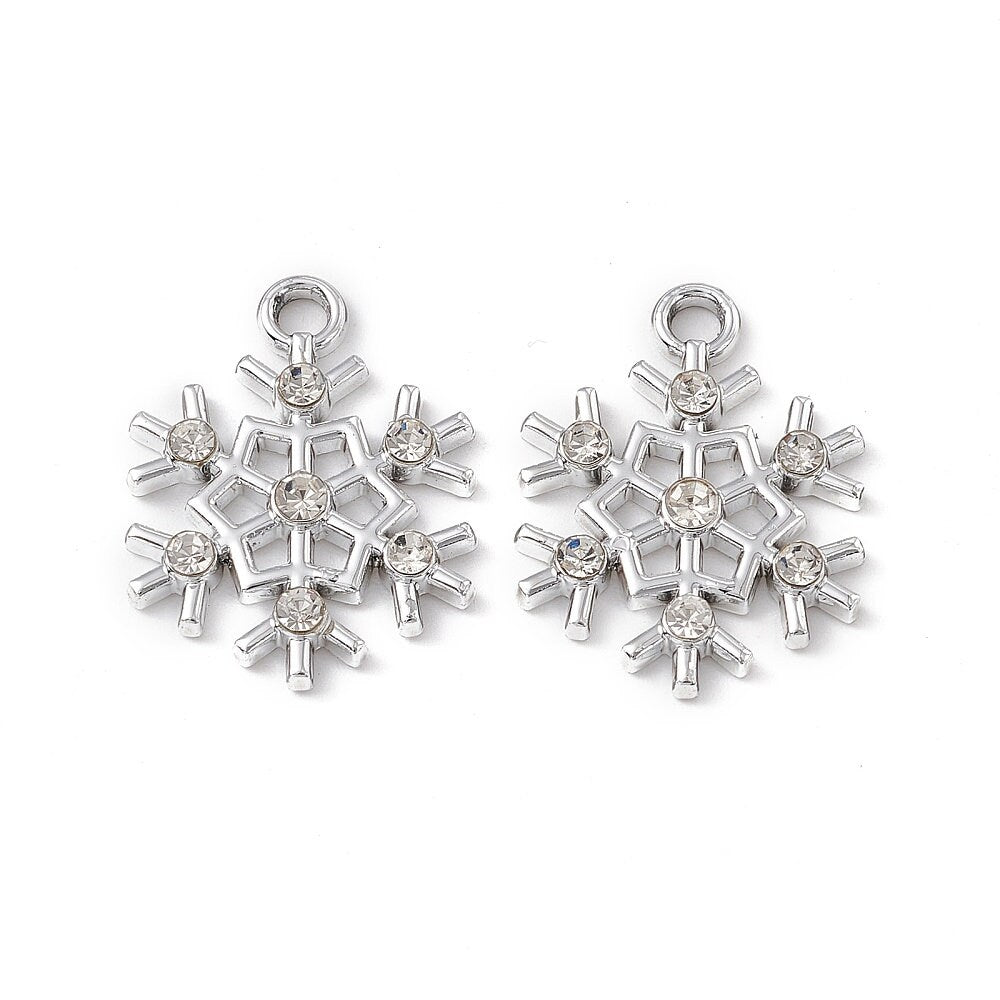 Silver Snowflake charms 26mm