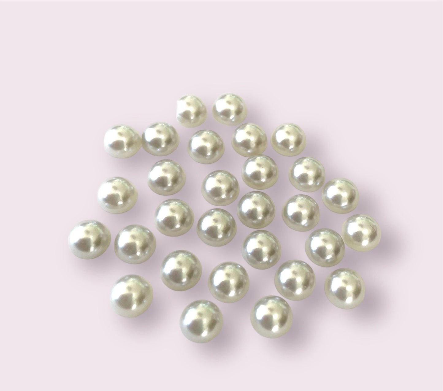 Pale silver half round cabochons, 8mm