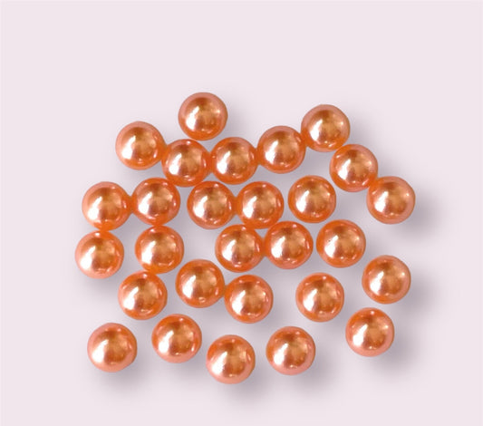 Pearl effect peach half round cabochons, 8mm