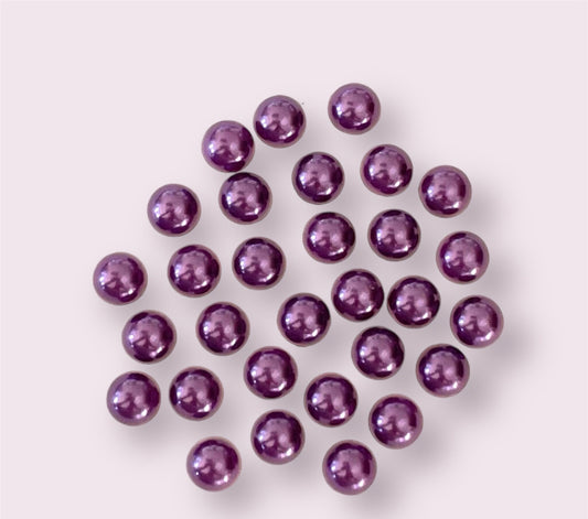 Purple pearl effect half round cabochons, 8mm