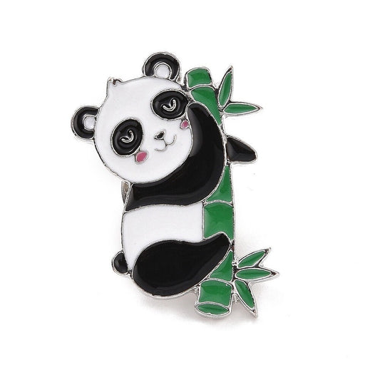 Panda on bamboo enamel pin badge