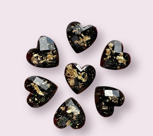 Black heart embellishments, 12mm hearts