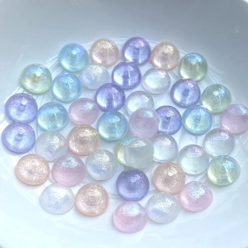 Round pastel cabochons, 8mm glass effect