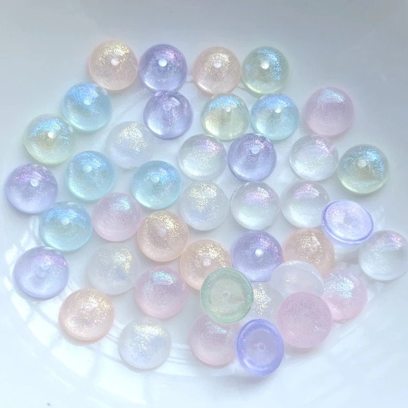 Round pastel cabochons, 8mm glass effect