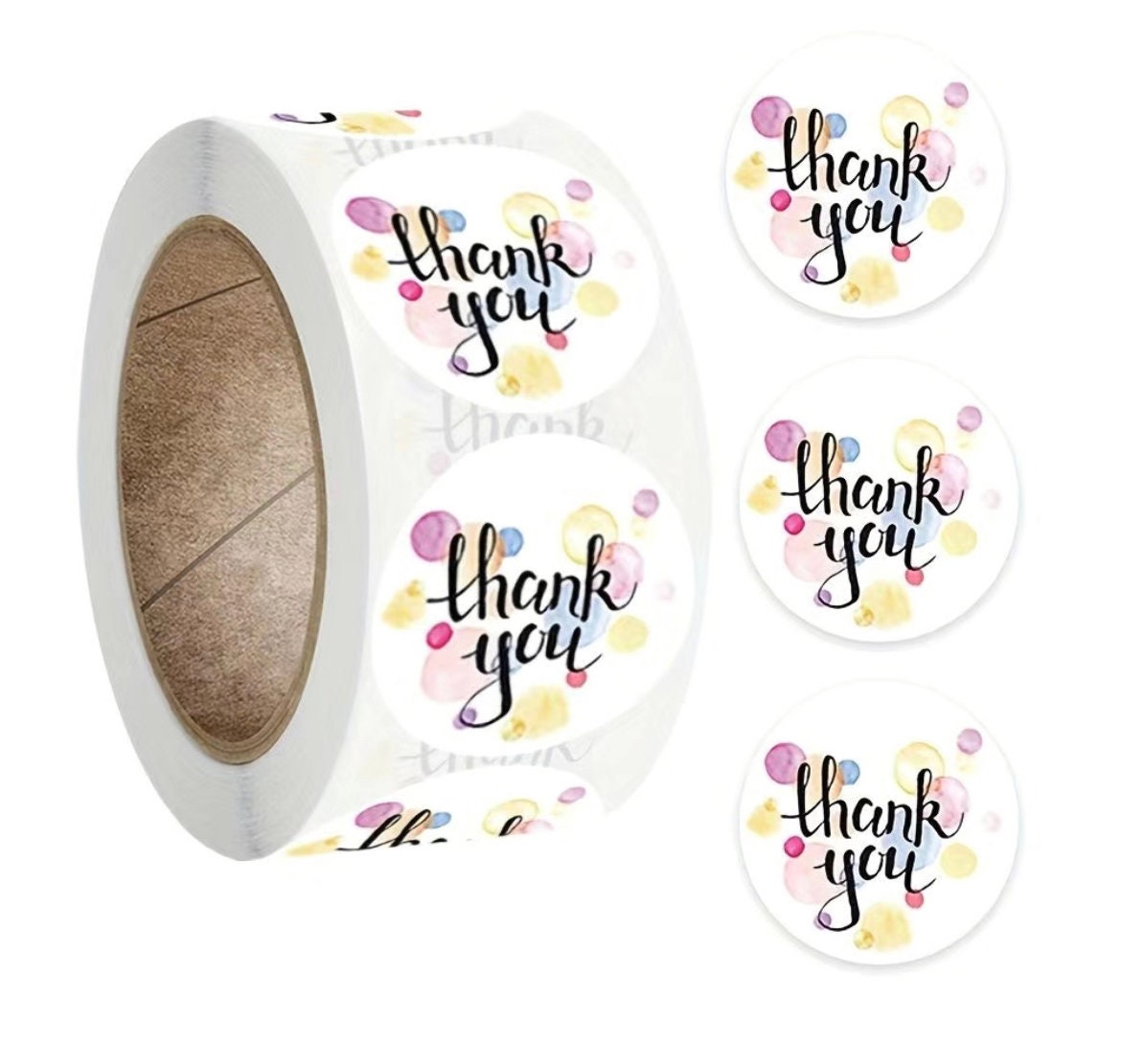 Thank you craft stickers, spotty pastel 25mm round