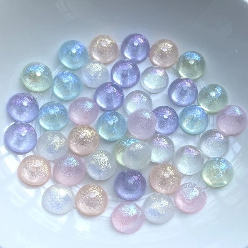 Round pastel cabochons, 8mm glass effect