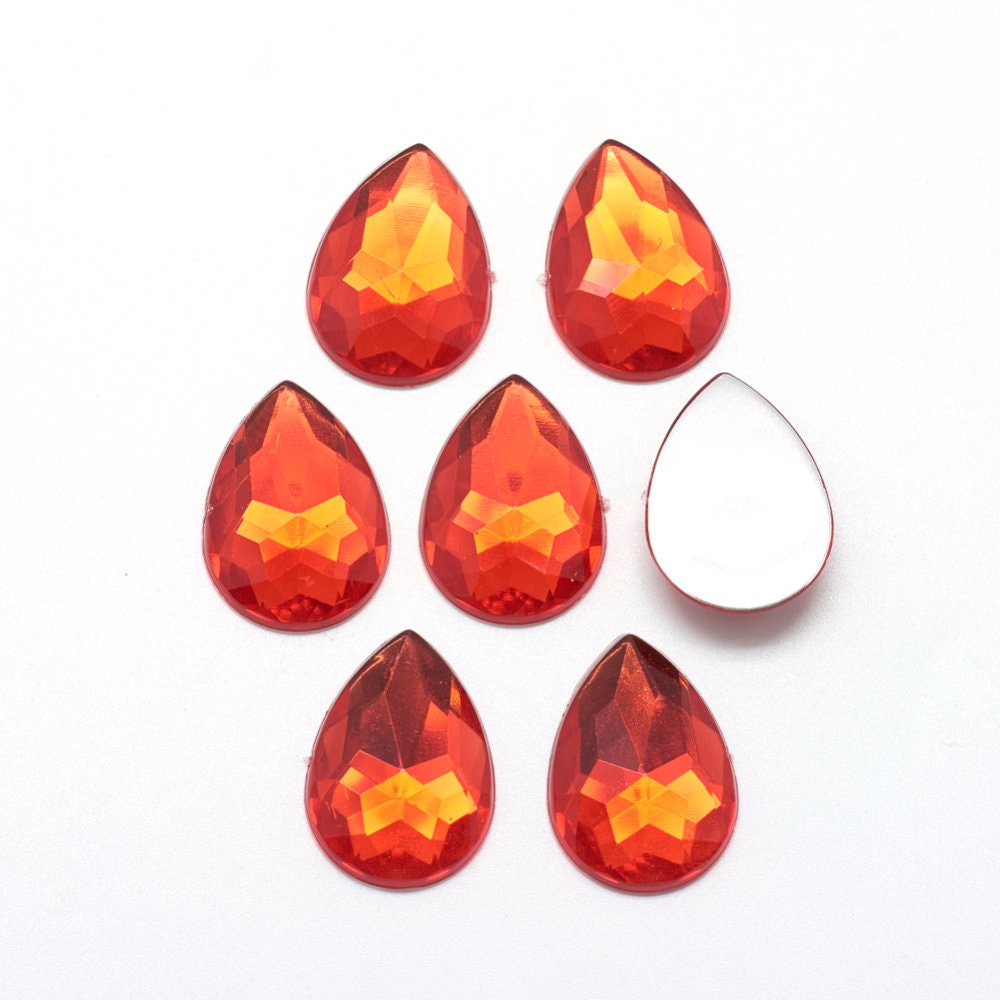 Red teardrop cabochons, 14mm