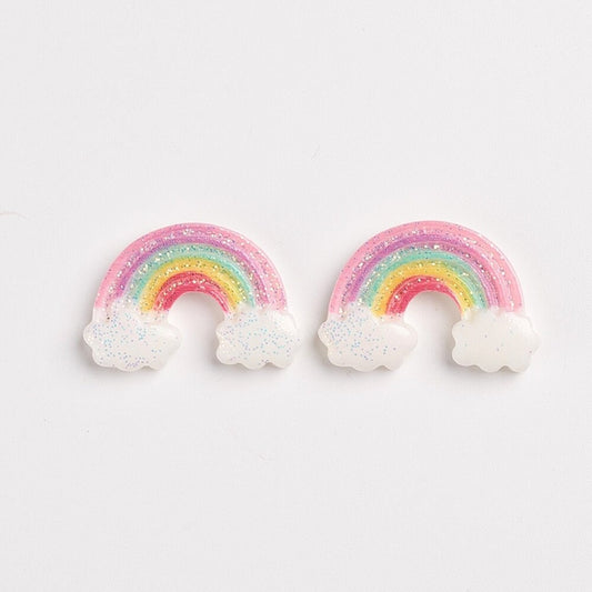 Rainbow resin cabochons, pink 26mm