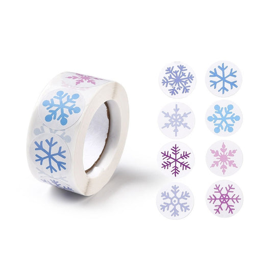 Snowflake craft stickers, blue 25mm