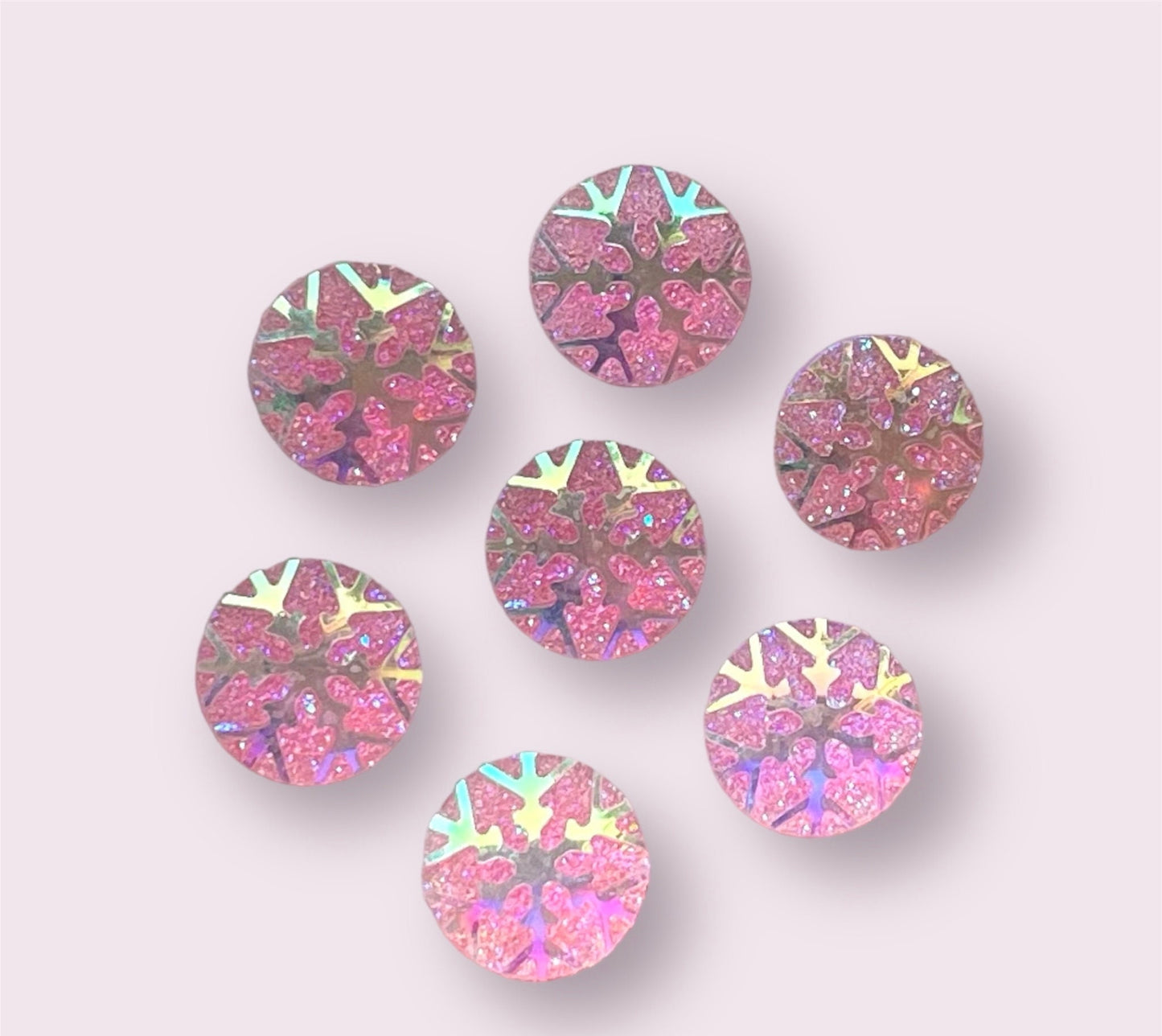 Snowflake cabochons, 12mm pink