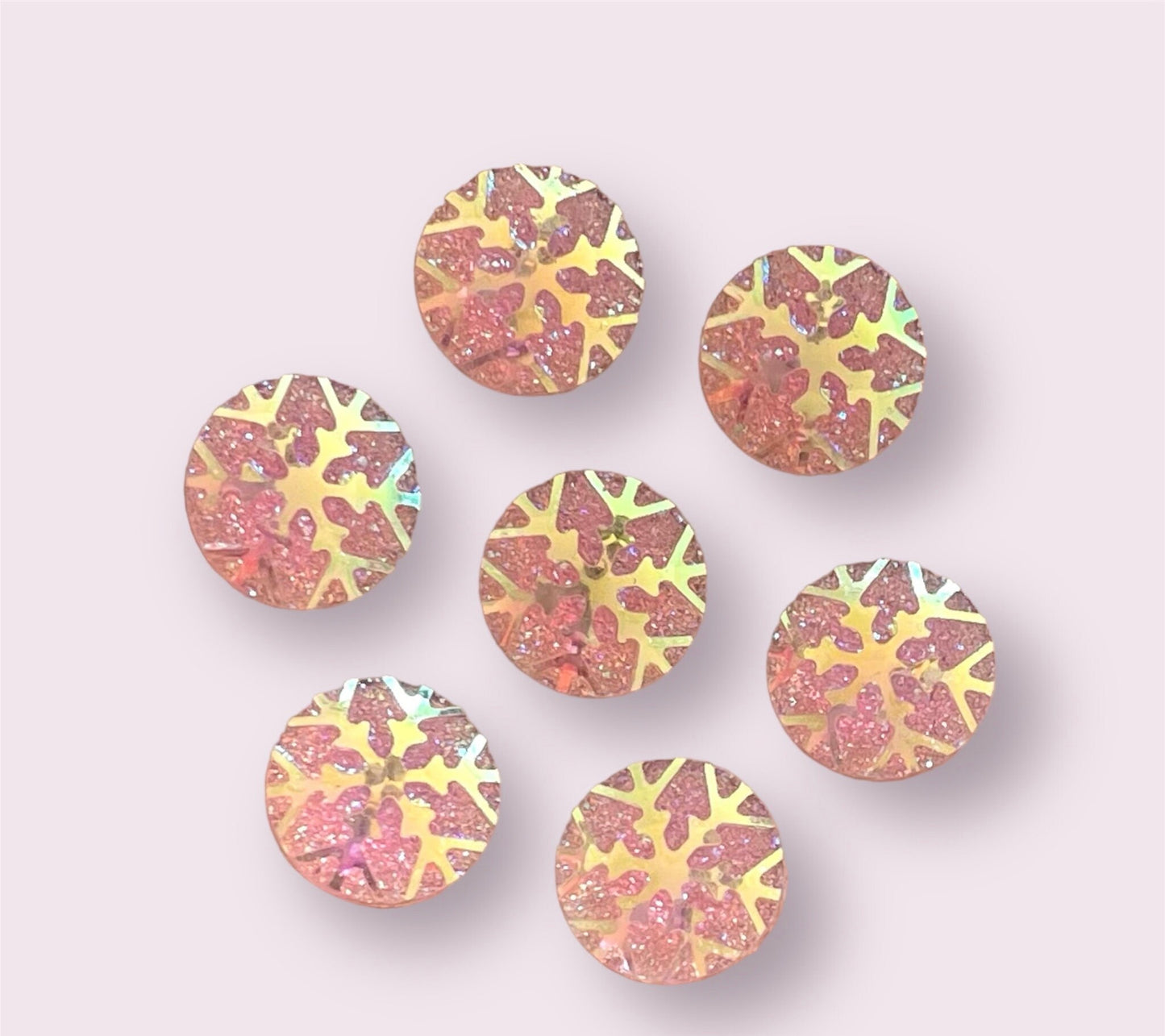 Snowflake cabochons, 12mm pale pink