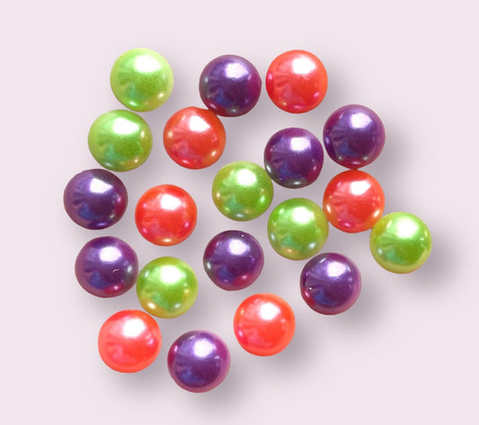 Pearl effect half round cabochons, Halloween mix, 8mm