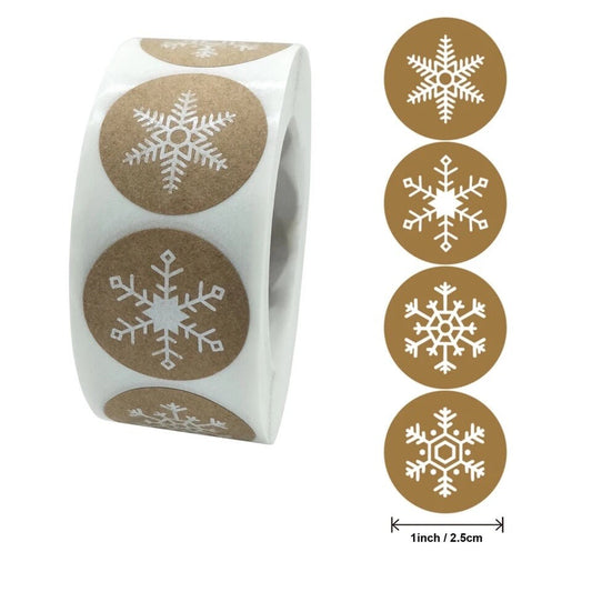 Snowflake craft stickers, brown 25mm