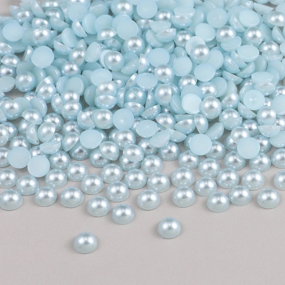 Pearl effect half round cabochons, 8mm