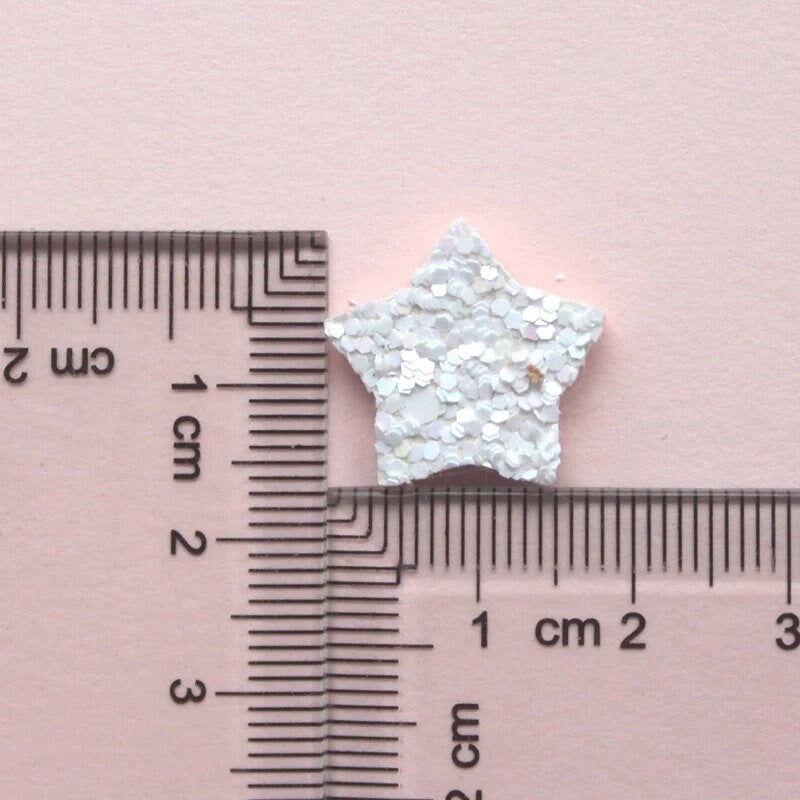 Star white felt fabric glitter appliqués, padded fabric 20mm