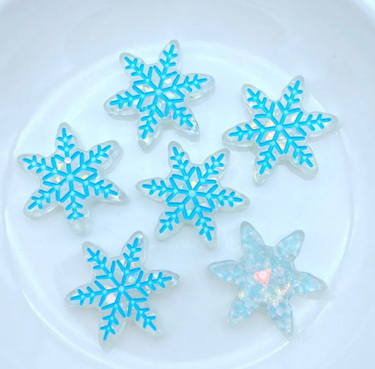 Snowflake cabochons, 19mm blue