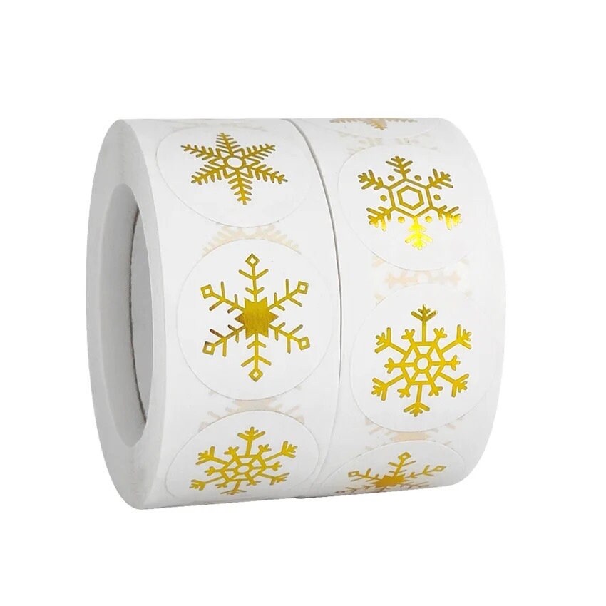 Snowflake craft stickers, gold 25mm