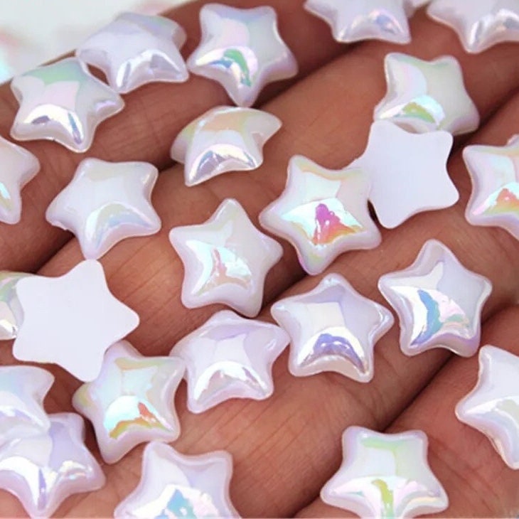 White star cabochons, 10mm