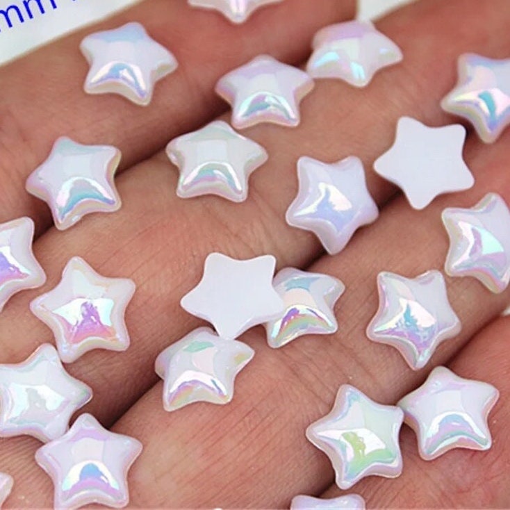 White star cabochons, 10mm