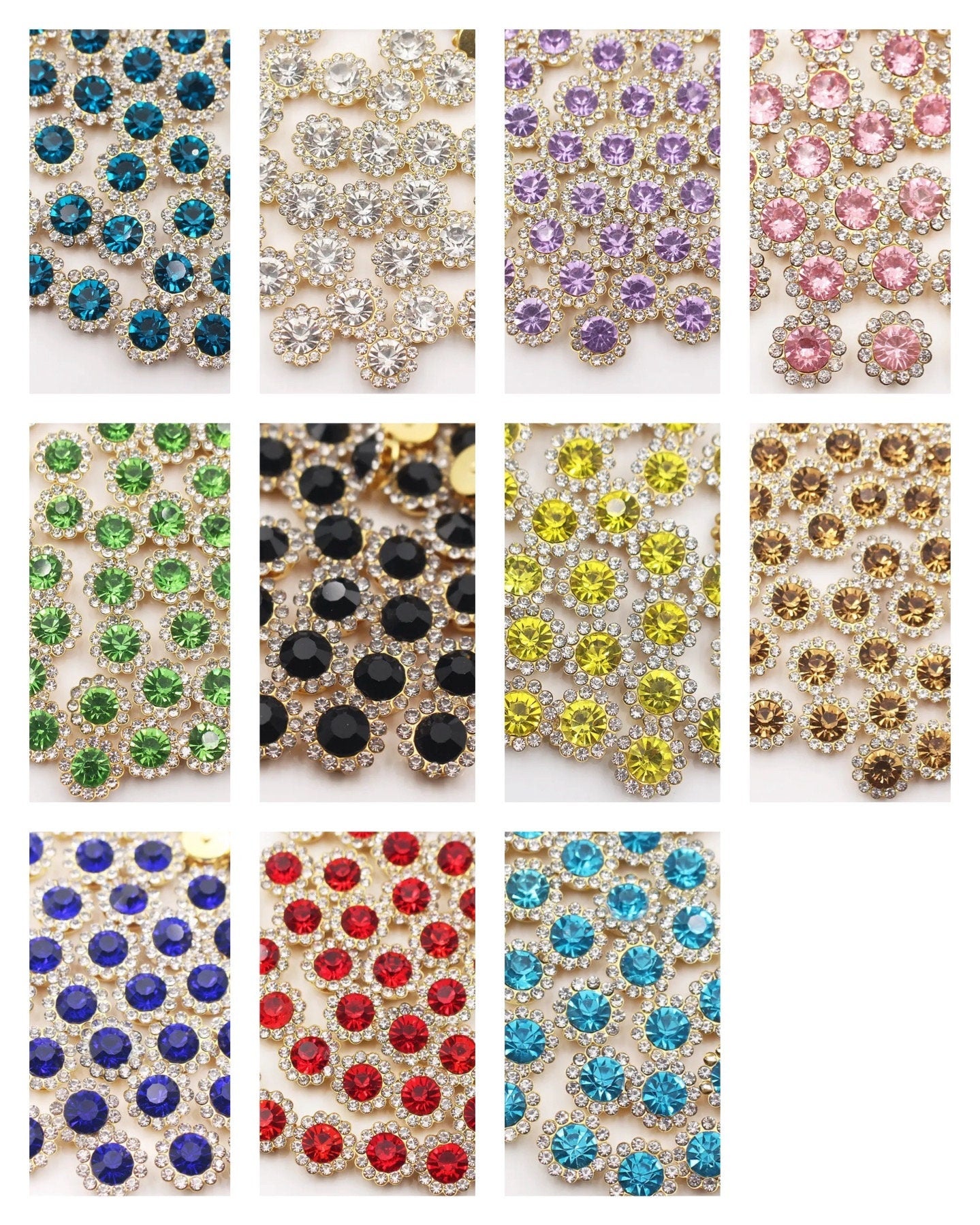 Round rhinestone cabochons, 10mm glass