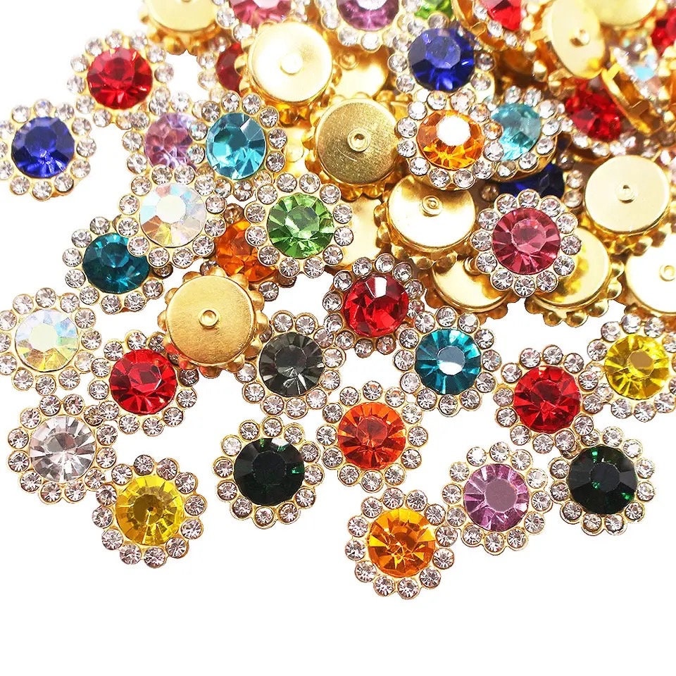 Round rhinestone cabochons, 10mm glass