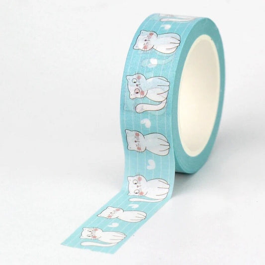 Cat washi tape roll, 10m single sided