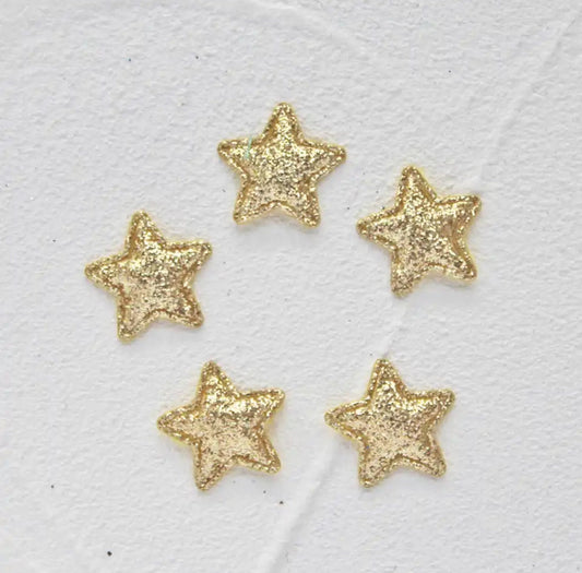 Star fabric gold glitter appliqués, padded fabric 18mm