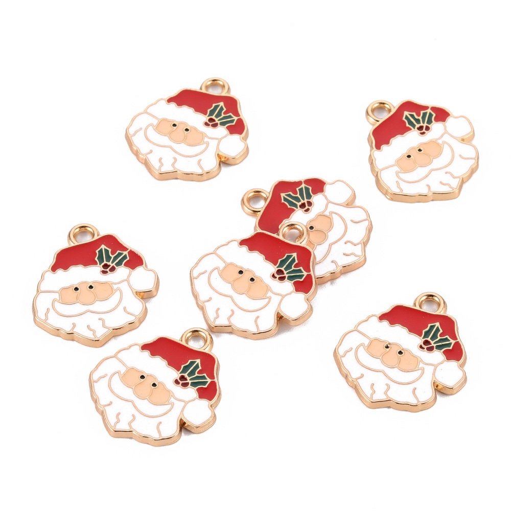 Santa charms, 24mm enamel