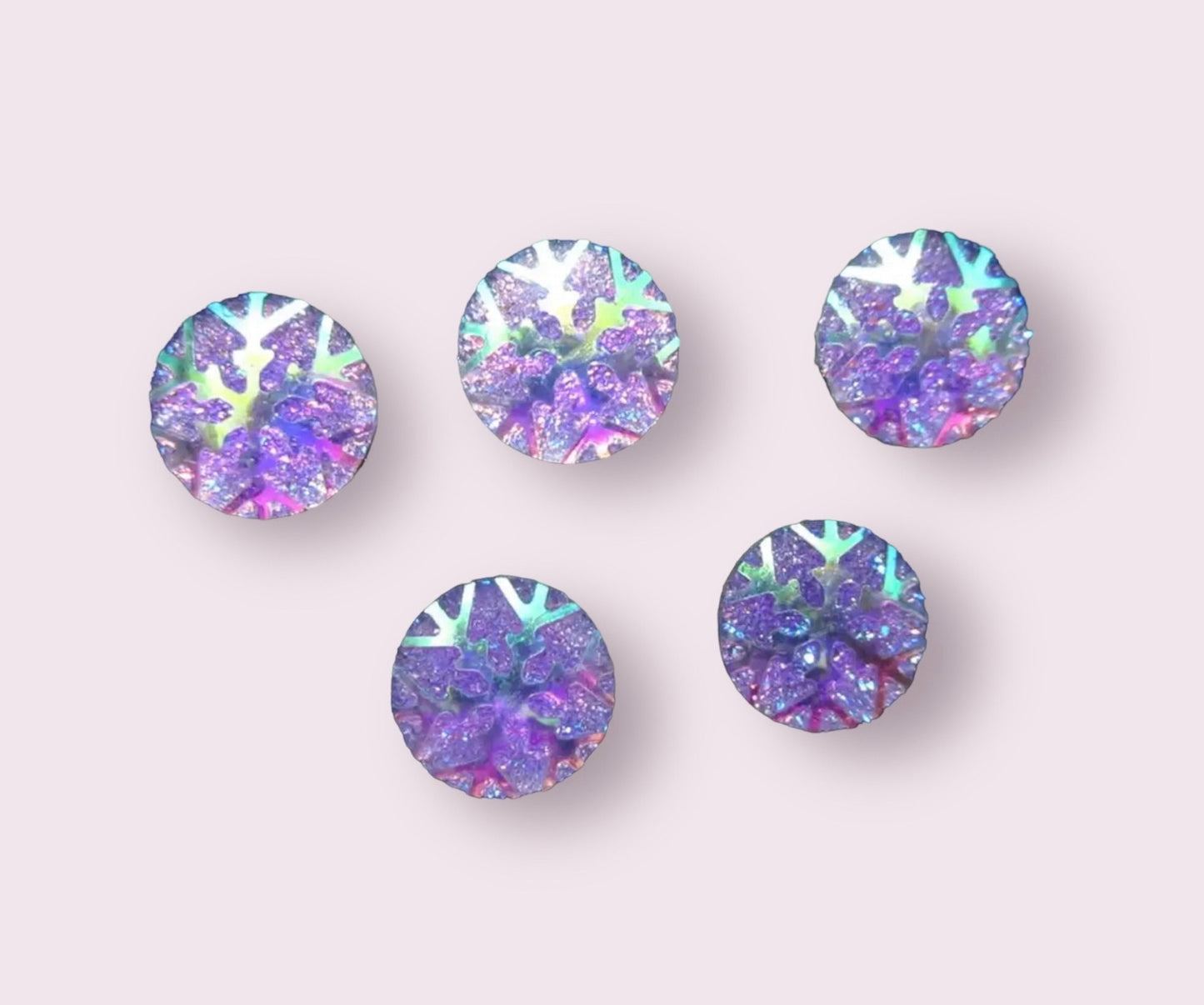 Snowflake cabochons, 12mm purple