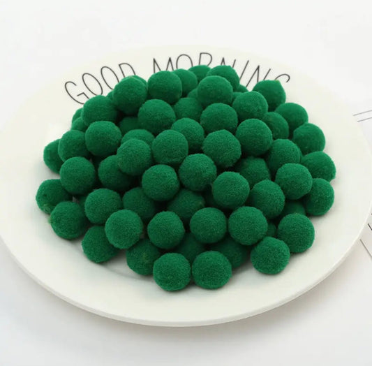 Pom Poms, deep green mini pom poms, 15mm