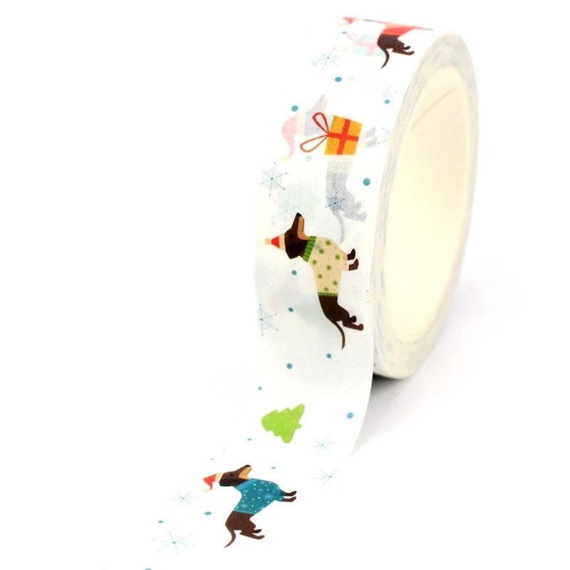 Dog Christmas washi tape, 10m