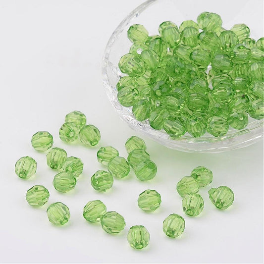 8mm Xmas green transparent beads, acrylic
