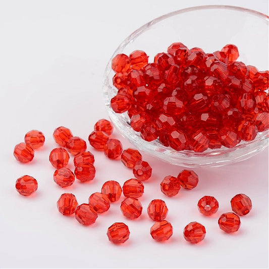8mm red Xmas transparent beads, acrylic