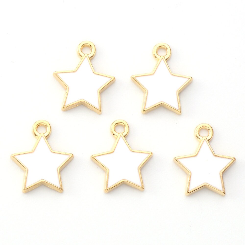 White star charms, 14mm