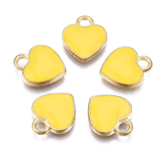 Yellow Heart charms 12mm