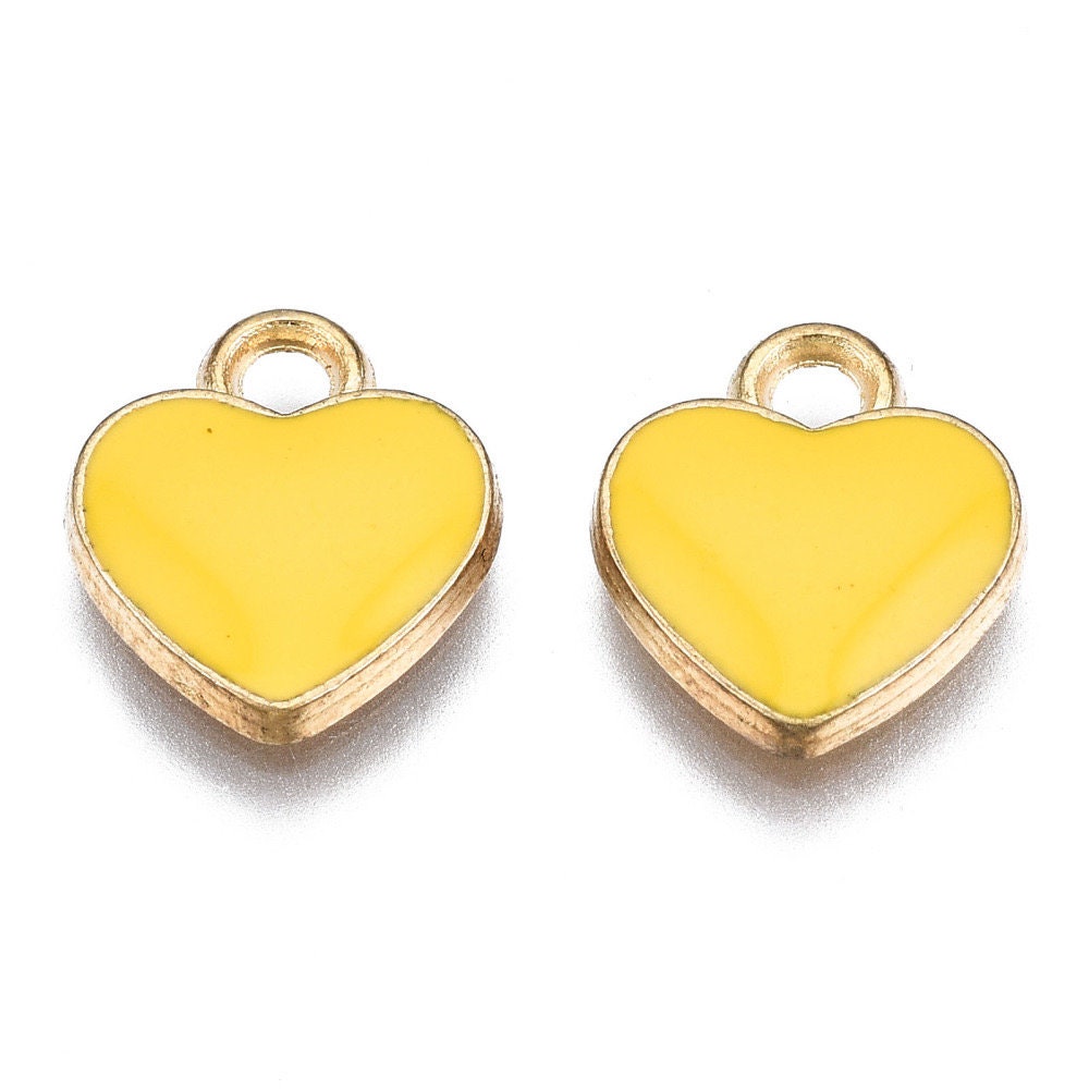 Yellow Heart charms 12mm